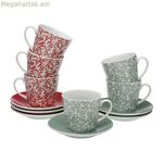 6 բաժակների հավաքածու ափսեով Versa Nina ճենապակյա