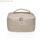 Travel Vanity Case Versa Vichy Beige Polyester Textile 12 x 12 x 20 cm