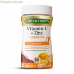 Սննդային հավելում՝ Nature's Bounty վիտամին C, ցինկի մաստակներ, վիտամին C, ցինկ (x60)