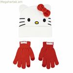 Գլխարկ և ձեռնոցներ Hello Kitty սպիտակ 2 հատ