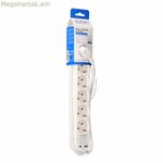 Հոսանքի վարդակ - 6 վարդակ անջատիչով EDM 41825 սպիտակ 3680 Վտ 250 Վ 30 Վտ (1,5 մ)