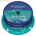 DVD-RW Verbatim 25 միավոր բազմագույն 4,7 ԳԲ 4x