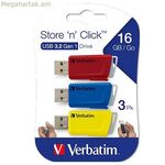 Գրիչ Verbatim Store 'n' Click 3 հատ, բազմագույն, 16 ԳԲ
