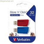 Pendrive Verbatim Store 'n' Click 2 հատ կապույտ բազմագույն 32 ԳԲ