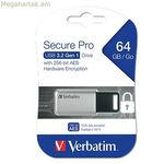USB կրիչ Verbatim Secure Pro սև, սև/մոխրագույն 64 ԳԲ