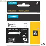 Լամինացված ժապավեն պիտակավորման մեքենաների համար Rhino Dymo ID1-6 սպիտակ, սև 6 x 5,5 մմ (5 հատ)