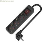 3-socket plugboard with power switch TM Electron 3680 W Black (1,5 m)