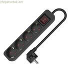 4-socket plugboard with power switch TM Electron 3680 W Black (1,5 m)