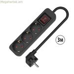 3-socket plugboard with power switch TM Electron 3680 W Black (3 m)