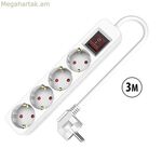 4-socket plugboard with power switch TM Electron 3680 W White (3 m)