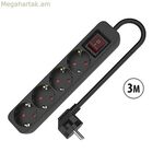 4-socket plugboard with power switch TM Electron 3680 W Black (3 m)