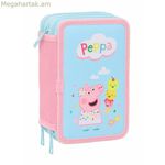 Եռակի մատիտատուփ Պեպպա խոզուկ կապույտ 12,5 x 19,5 x 5,5 սմ 37 հատ