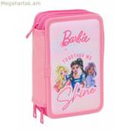 Եռակի մատիտապատյան Բարբի վարդագույն 12,5 x 19,5 x 5,5 սմ, 37 հատ