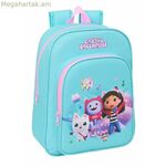 Դպրոցական պայուսակ Գեբիի տիկնիկային տնակ կապույտ վարդագույն 26 x 34 x 11 սմ