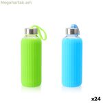 Ջրի շիշ Bewinner ապակե սիլիկոնե 400 մլ 7 x 7 x 19,8 սմ (24 հատ)