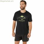 Տղամարդու կարճ թևքով շապիկ Asics Fujitrail Logo Ss վերնաշապիկ սև