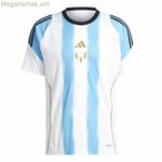 Ֆուտբոլային մարզաշապիկ Adidas Messi-ի մարզական մարզաշապիկ սպիտակ կապույտ