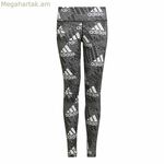 Սպորտային լեգինսներ երեխաների համար Adidas՝ շարժվելու համար նախատեսված, մոխրագույն, սև