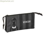 Եռակի պայուսակ՝ չորեքշաբթի, սև, 22 x 12 x 3 սմ