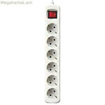 Սնուցման վարդակ - 6 վարդակ անջատիչով, արծաթագույն, էլեկտրոնիկա, սպիտակ