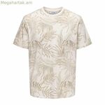 Տղամարդու կարճ թևքով մարզաշապիկ Only & Sons Onskash Reg Leaf Aop Beige