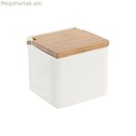 Աղաման կափարիչով DKD Home Decor 10,5 x 9 x 9 սմ բնական սպիտակ ճենապակի