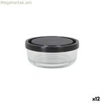 Ճաշի տուփ Borgonovo Igloo lines սև թափանցիկ ապակի 320 մլ (12 հատ)