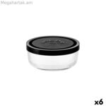 Ճաշի տուփ Borgonovo Igloo lines սև թափանցիկ ապակի 2,2 լիտր (6 հատ)