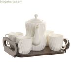 Սուրճի բաժակների հավաքածու Home ESPRIT սպիտակ մուգ շագանակագույն բամբուկե ճենապակուց, 6 հատ