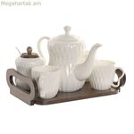 Սուրճի բաժակների հավաքածու Home ESPRIT սպիտակ մուգ շագանակագույն բամբուկե ճենապակյա 240 մլ 6 հատ