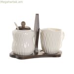 Շաքարաման Home ESPRIT Սպիտակ Մուգ շագանակագույն Բամբուկե Ճենապակի 19,5 X 9 X 15 ՍՄ 2 հատ