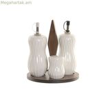 Յուղի և քացախի հավաքածու Home ESPRIT Սպիտակ մուգ շագանակագույն բամբուկե ճենապակի 17 x 17 x 19 սմ