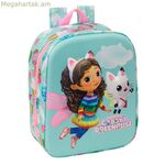 Դպրոցական պայուսակ Գեբիի տիկնիկային տնակ վարդագույն երկնագույն 22 x 27 x 10 սմ 3D