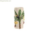 Ծաղկաման Home ESPRIT Կանաչ Բեժ Կերամիկական Թռչուններ Արևադարձային 12 x 12 x 22 սմ