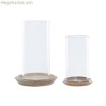 Մոմակալ Home ESPRIT շագանակագույն բնական բյուրեղյա մանգոյի փայտ 19 x 19 x 26 սմ (2 հատ)