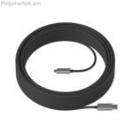 USB A-ից USB C մալուխ Logitech 939-001802 սև 25 մ