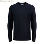 Տղամարդու սվիտեր առանց գլխարկի՝ Jack & Jones Jjotto տրիկոտաժե, կլոր վզնոցով, երկնագույն, մուգ կապույտ