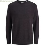 Տղամարդու սվիտեր առանց գլխարկի՝ Jack & Jones Jjotto տրիկոտաժե, կլոր վզնոցով, սև