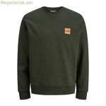 Տղամարդու սվիտեր առանց գլխարկի՝ Jack & Jones Jjbrandy, կլոր վզնոցով, մուգ կանաչ