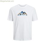 Տղամարդու կարճ թևքով մարզաշապիկ Jack & Jones JCOMOUNTAINE LOGO SS վզնոցով 12262220 սպիտակ