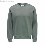 Տղամարդու սվիտեր առանց գլխարկի՝ Only & Sons Onsdan Unshed Reg, կլոր վզնոցով, մուգ կանաչ