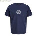 Տղամարդու կարճ թևքով Jack & Jones JORRETRO շապիկ՝ SS, վզնոցով, SMU 12288009, մուգ կապույտ