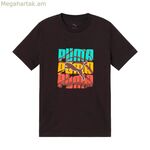 Մանկական կարճ թևքով մարզաշապիկ Puma գրաֆիկական լոգոտիպով, գույնը՝ սև