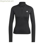 Կանացի երկար թևքով մարզաշապիկ Adidas Hyperglam 1/4-Zip սև