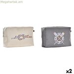 Զուգարանի պայուսակ DKD Home Decor սպիտակ մոխրագույն (2 հատ)