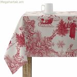 Բծերից պաշտպանող խեժապատ սփռոց Belum Christmas Toile Red Linen 100 x 150 սմ