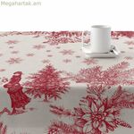 Բծերից պաշտպանող խեժապատ սփռոց Belum Christmas Toile Red Linen 250 x 140 սմ