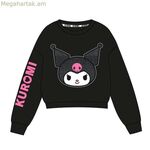 Առանց գլխարկի սվիտեր աղջիկների համար Hello Kitty սև