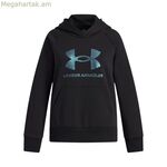 Գլխարկով սվիտեր աղջիկների համար Under Armour Rival Flc Shimmer Hdy սև