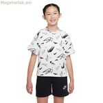 Մանկական կարճ թևքով մարզաշապիկ Nike Boxy Swooshfetti սպիտակ